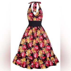 Lindy Bop Retro Pinup Dress Dominique Halter S